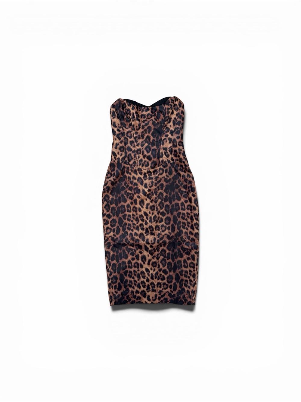 Fashion Nova Strapless Leopard Print Bodycon Dress - Brown/Black